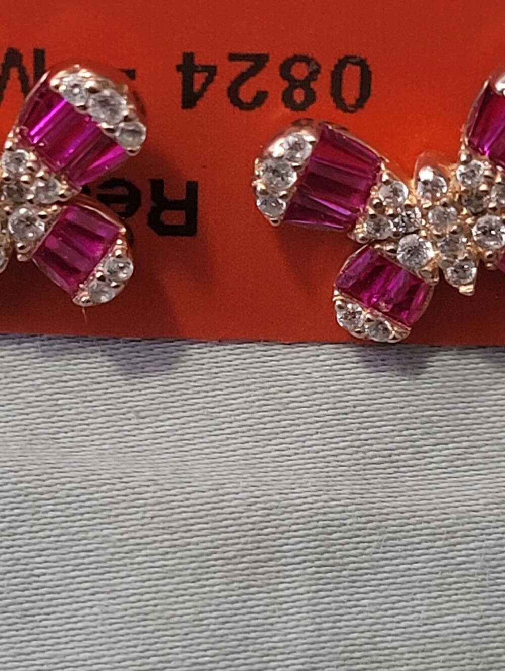 Pink Crystal Floral Sterling Silver Stud Earrings